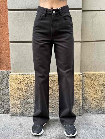 Fracomina - Pantalone gamba dritta in bull - FP25WV2007W61201-053 - Nero