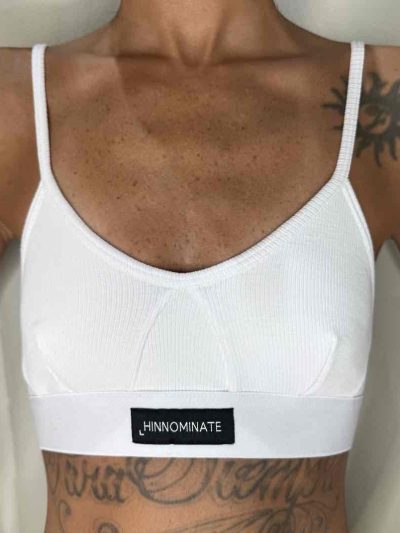 Hinnominate - Reggiseno in costina con elastico e etichetta - HMUWW00020 - Bianco