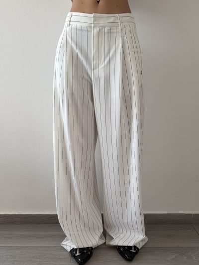 Hinnominate - Pantalone gessato over con pences - HMABW02565 - Off white