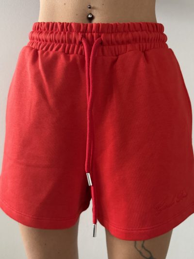 Gaelle Paris - Short in felpa con ricamo in tinta - GAABW09353 - Rosso