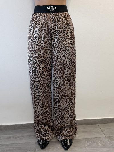 Gaelle Paris - Pantalone morbido in raso stampato maculato con elastico - GAABW09301 - Maculato