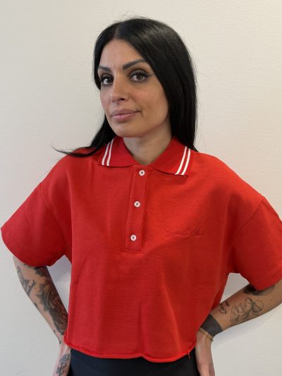 Gaelle Paris - Polo mezza manica con colletto in smacchinato - GAABW09350 - Rosso