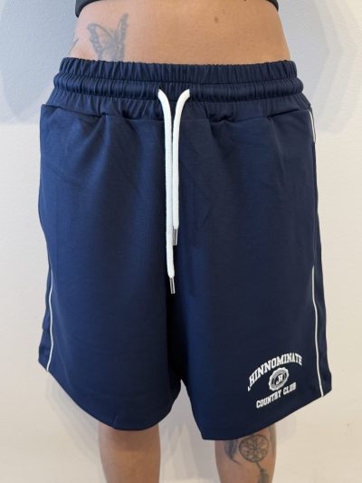 Hinnominate - Bermuda in viscosa con piping in contrasto - HMABW02466 - Blu