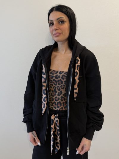 Disclaimer - Maglia donna oversize full zip in felpa - 25IDS55643 - Nero