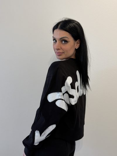 Disclaimer - Maglia donna crop girocollo in felpa - 25IDS55555 - Nero