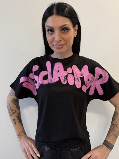 Disclaimer - Maglia donna in jersey - 25IDS55554 - Nero-St.Fucsia