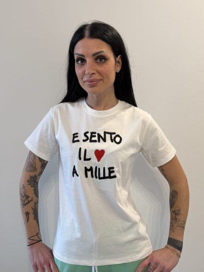 Berna - T-shirt E sento il <3 - W 263143-128 - Panna