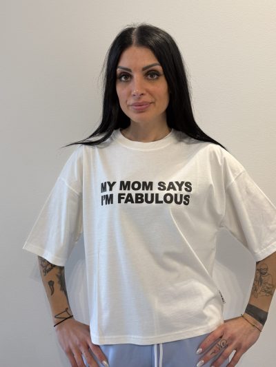 Berna - T-shirt My mom says - W 263152-128 - Panna