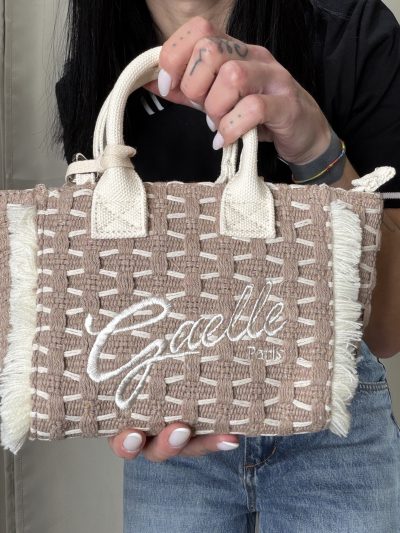 Gaelle Paris - Mini shopper ricamo firma - GAACW03184 - Beige