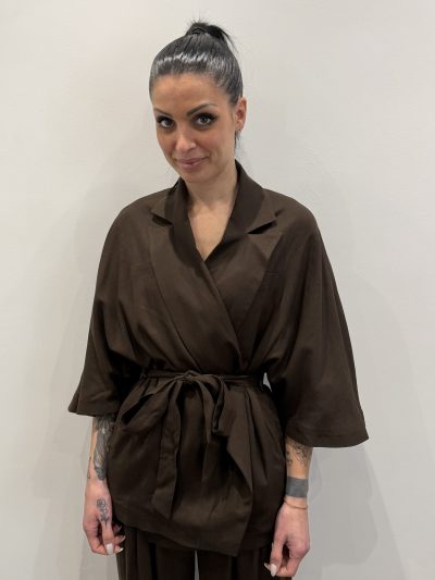 Berna - Giacca kimono lino - W 263025-134 - Moro