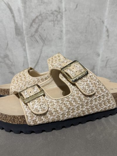 Gaelle Paris - Sandalo in raffia con doppia fibbia - GACAW01715 - Safari