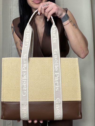 Gaelle Paris - Maxi shopper con manici jacquard - GAACW03135 - Naturale