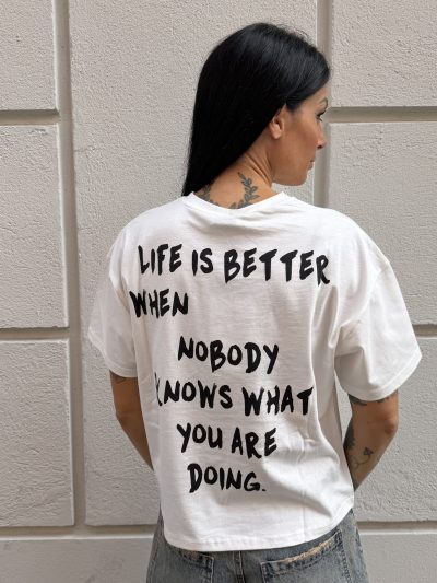 Berna - T-shirt stampa "Life is better" - W 264146-128 - Panna