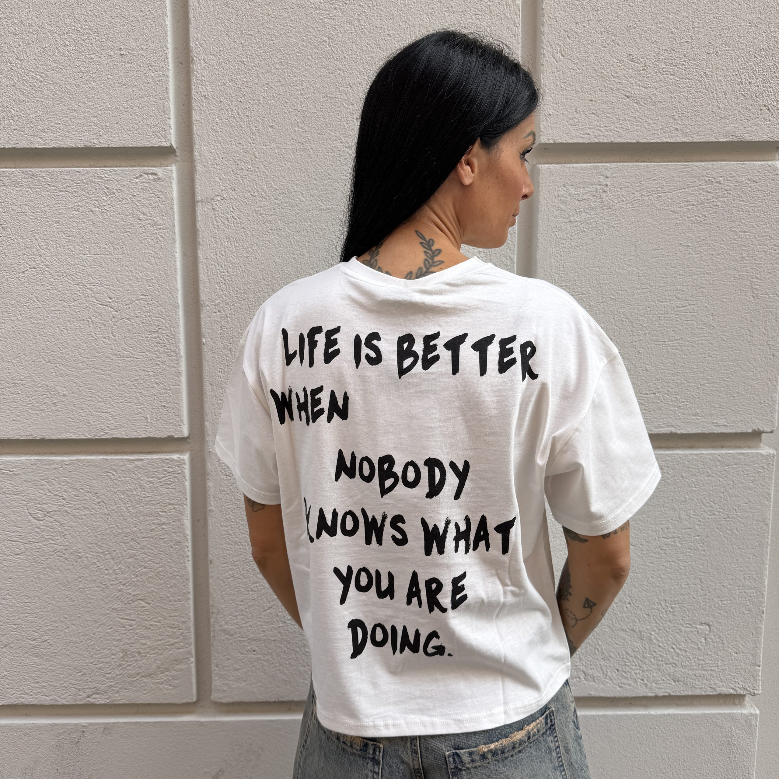 Berna - T-shirt stampa "Life is better" - W 264146-128 - Panna