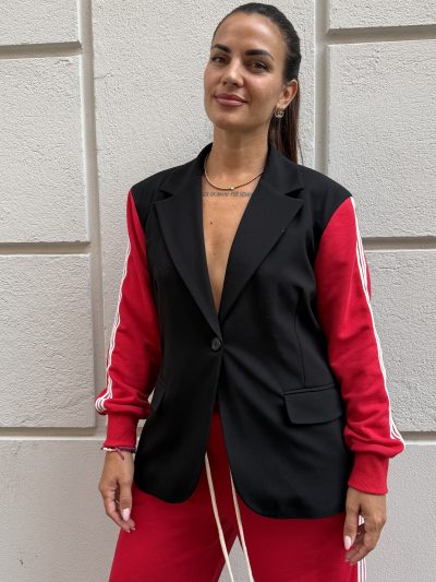 Berna - Blazer manica felpa con banda - W 264064-317 - Nero/rosso