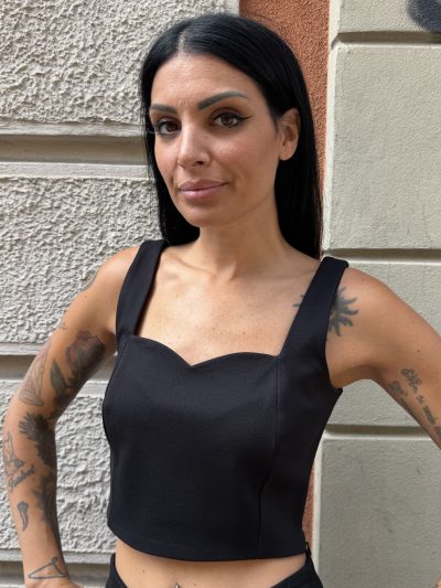 Berna - Crop top punto milano - W 264075-1 - Nero