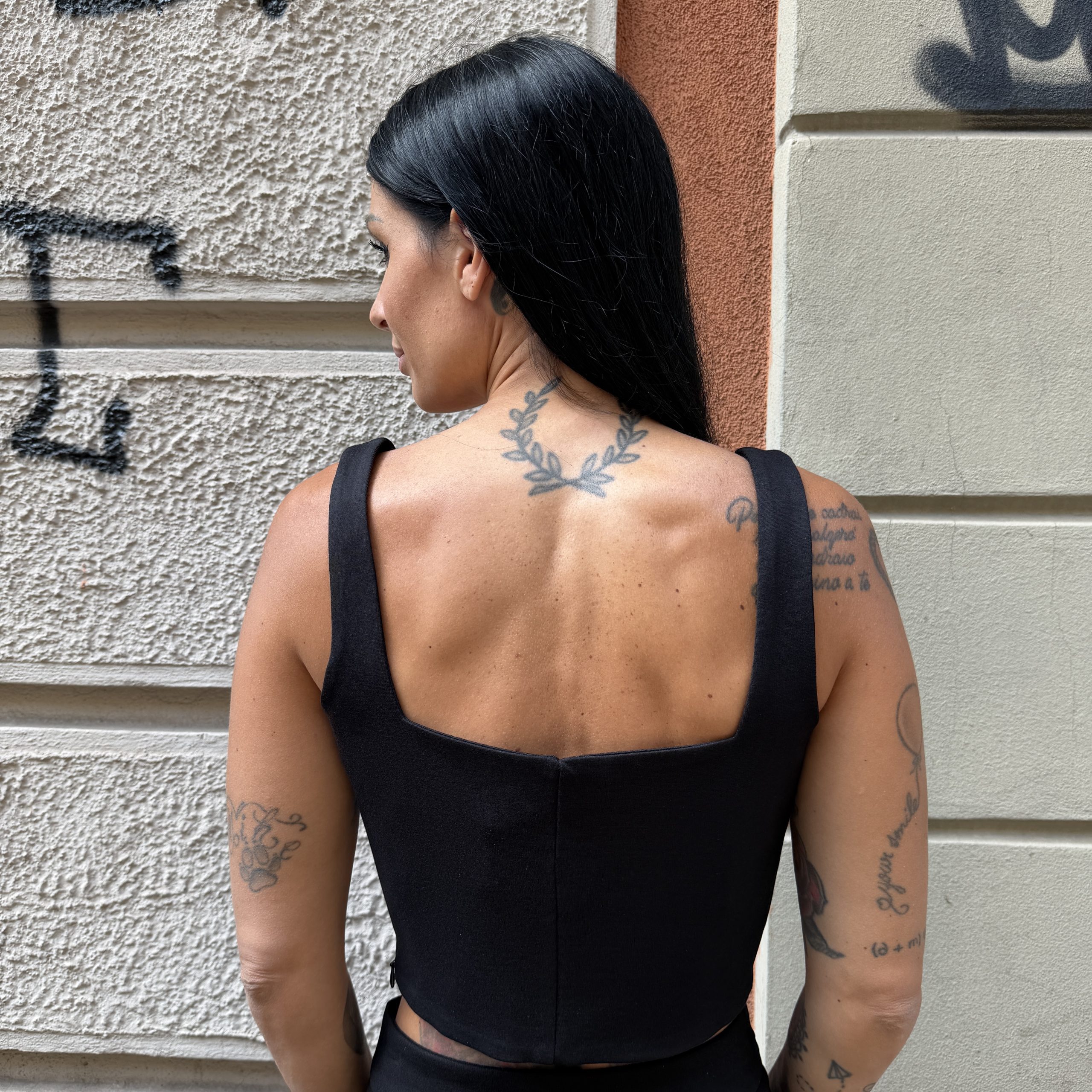 Berna - Crop top punto milano - W 264075-1 - Nero - immagine 2