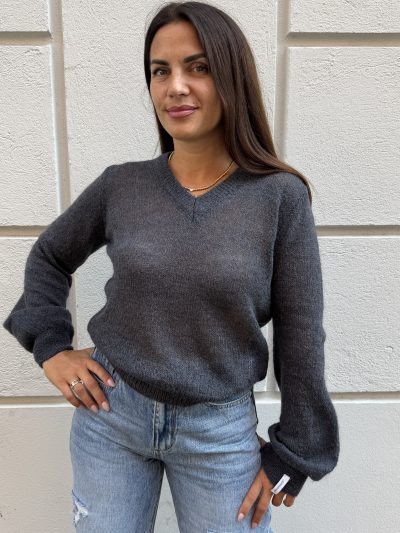 Hinnominate - Maglia con scollo a "V" in mohair - HMABW03017 - Ferro