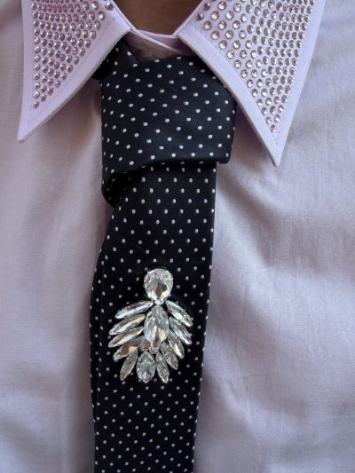Odi et amo - Cravatta raso pois gioiello - AEOD0132 - Pois