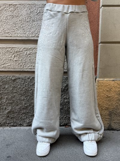 Odi et amo - Pantalone felpa strass - AEOD0076 - Grigio