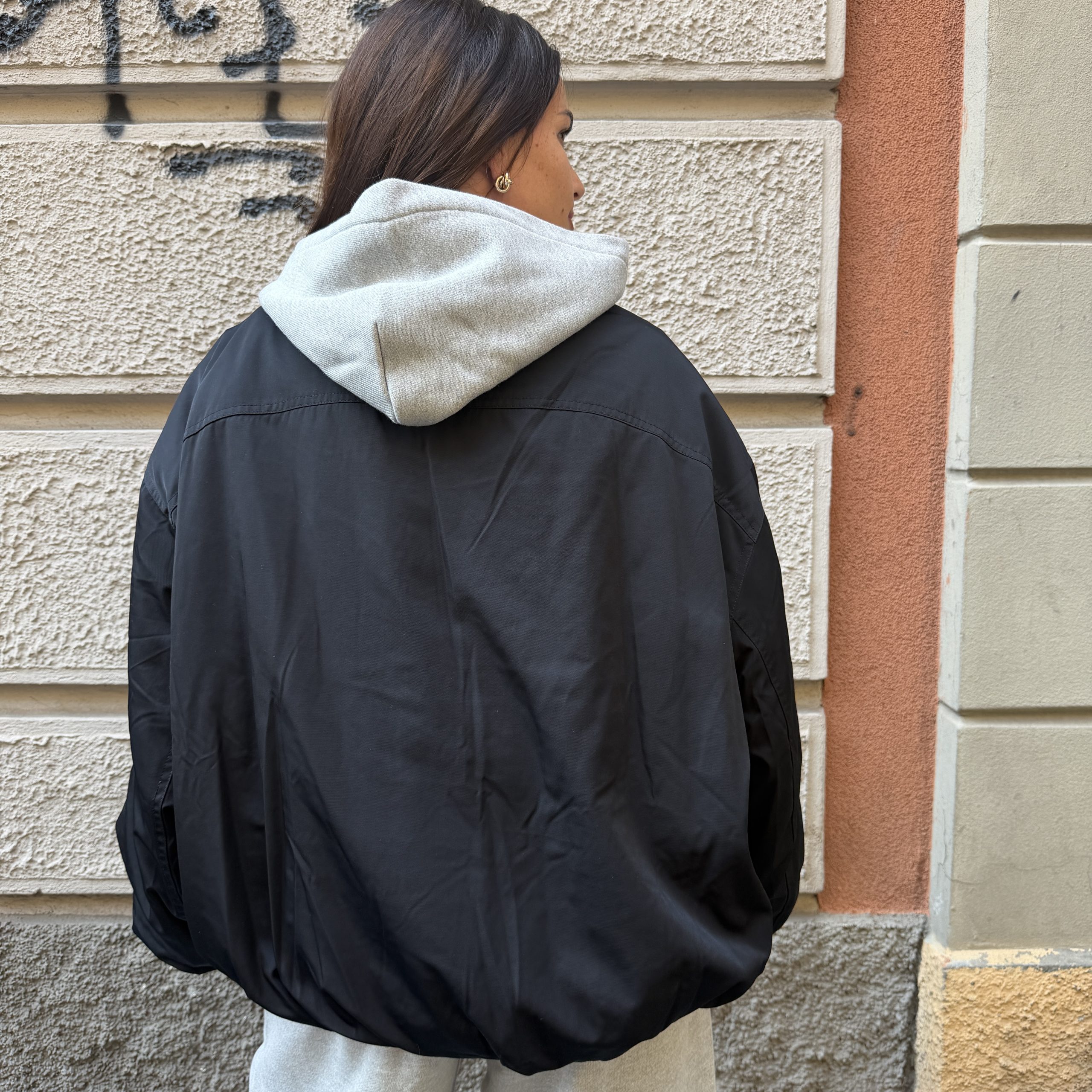 Odi et amo - Bomber oversize - AEOD0037 - Nero - immagine 3