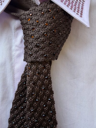 Odi et amo - Cravatta nido d'ape full strass - AEOD0130 - Marrone