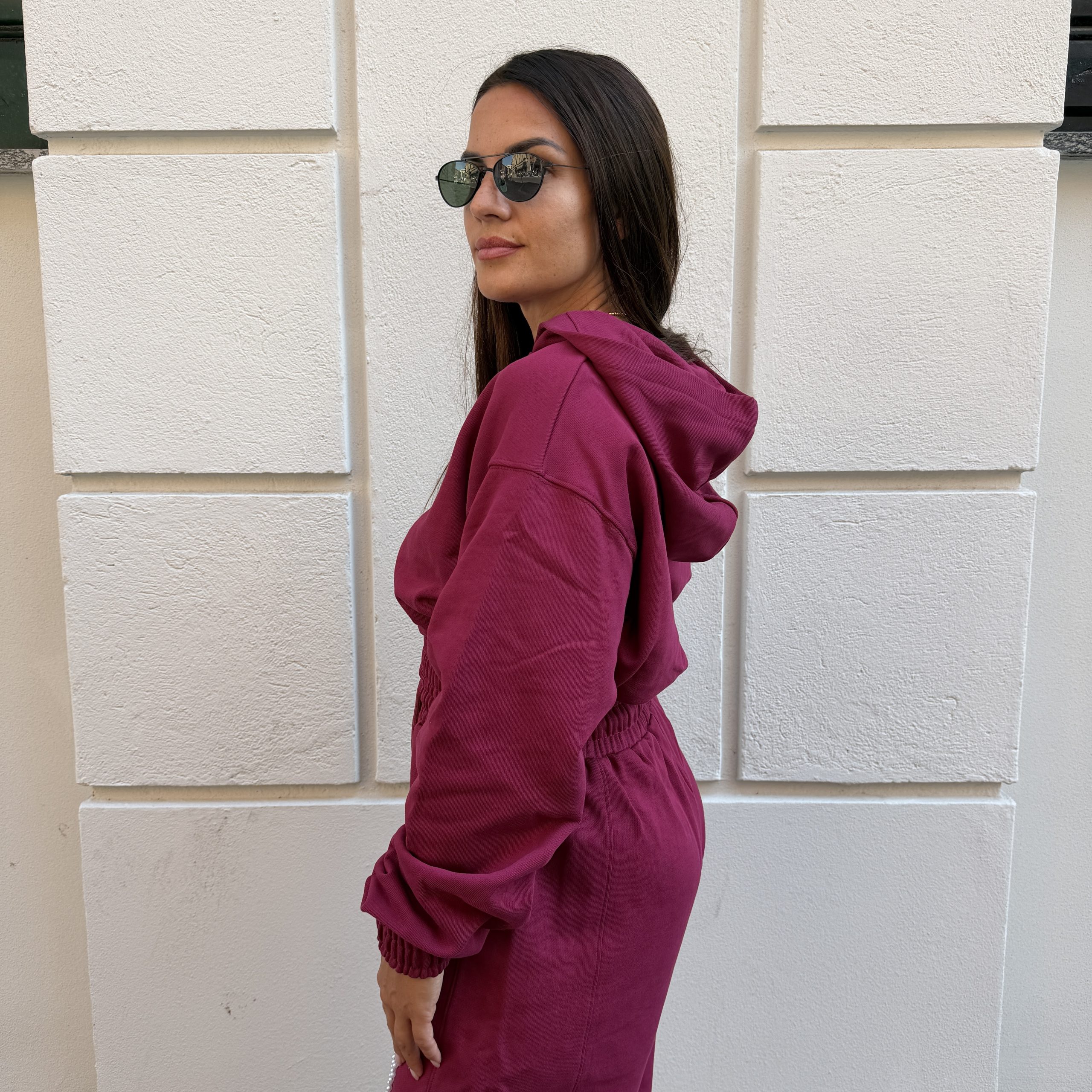 Disclaimer - Maglia donna full zip oversize in felpa - 26IDS55962 - Cherry - immagine 2