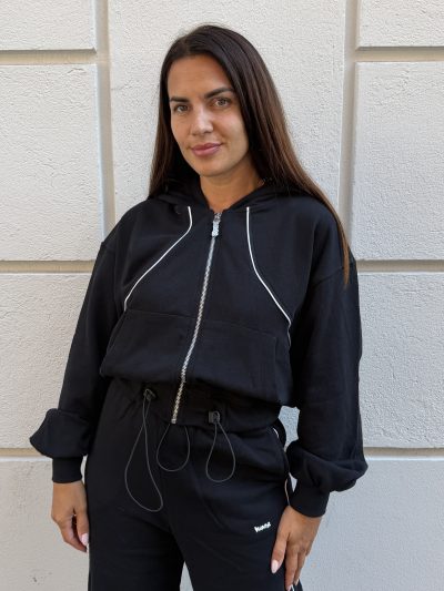 Disclaimer - Maglia donna full zip con cappuccio in felpa - 26IDS55910 - Nero