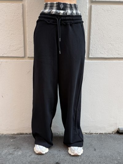 County of Milan - Pantalone donna in felpa con cinturino in flanella - 26ICM30265 - Nero