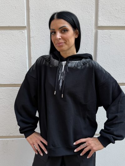 County of Milan - Maglia donna cappuccio oversize in felpa - 26ICM30210 - Nero