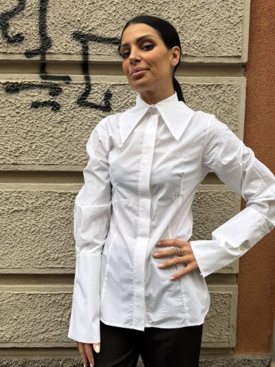 Kostumn1 - Camicia maxy con ricamo - KE2621 - Bianco