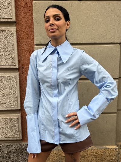 Kostumn1 - Camicia maxy con ricamo - KE2621 - Celeste