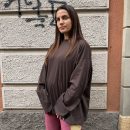 Kostumn1 - T-shirt over manica lunga con ricamo - KE2606 - Moro