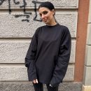 Kostumn1 - T-shirt over manica lunga con ricamo - KE2606 - Nero