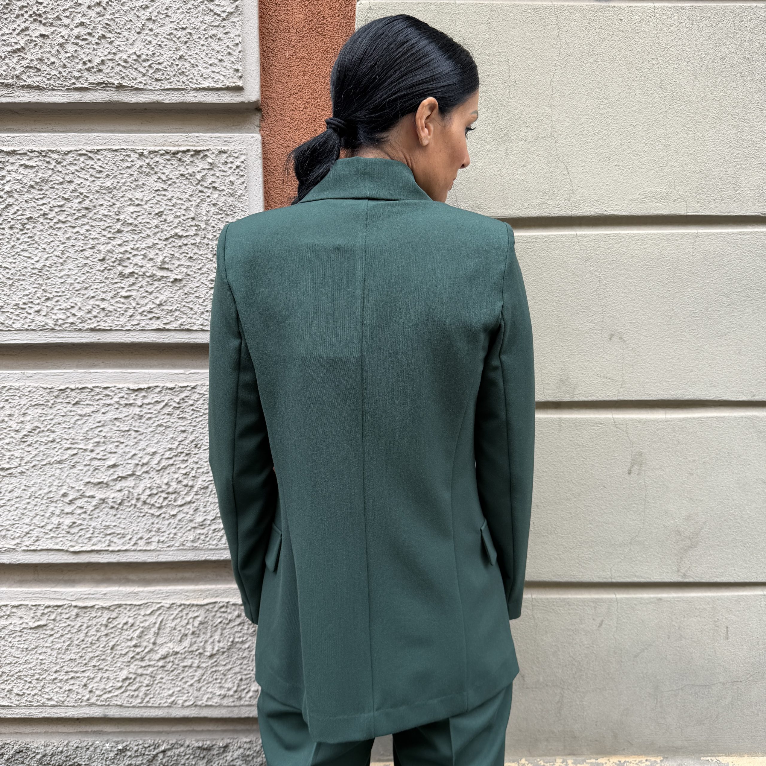 Berna - Giacca dritta 1 bottone flanella - W 264044-193 - Verde bosco - immagine 3