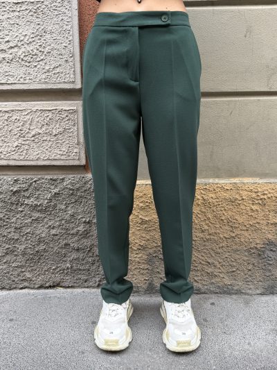 Berna - Pantalone flanella con elastico - W 264043-193 - Verde bosco