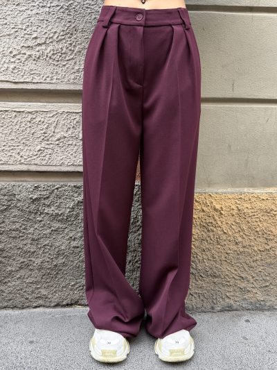 Berna - Pantalone doppia pinces flanella - W 264048-36 - Bordeaux