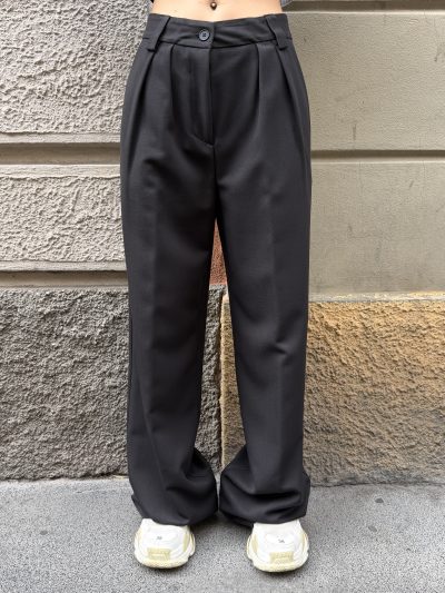 Berna - Pantalone doppia pinces flanella - W 264048-1 - Nero