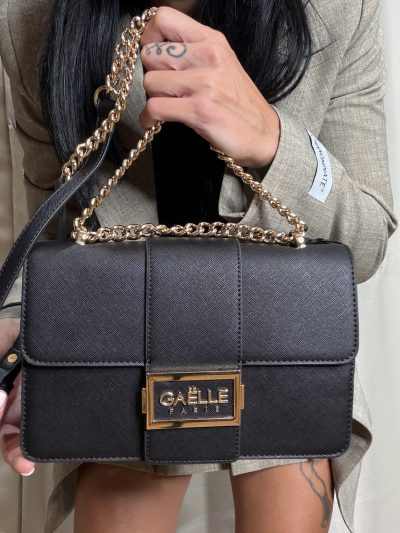Gaelle Paris - Regular shoulder strap metal logo saffiano - GAACW03332 - Nero