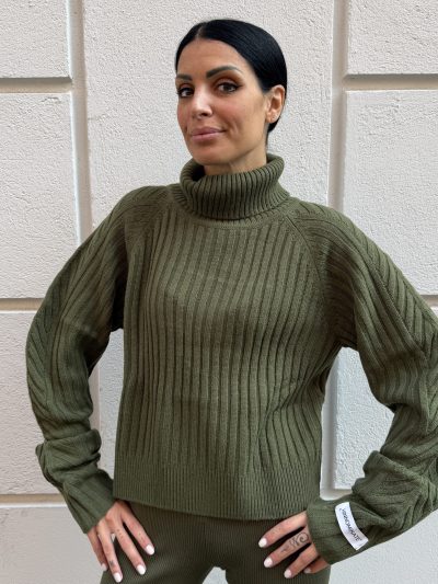 Hinnominate - Maglia a coste dolcevita - HMABW03187 - Oliva