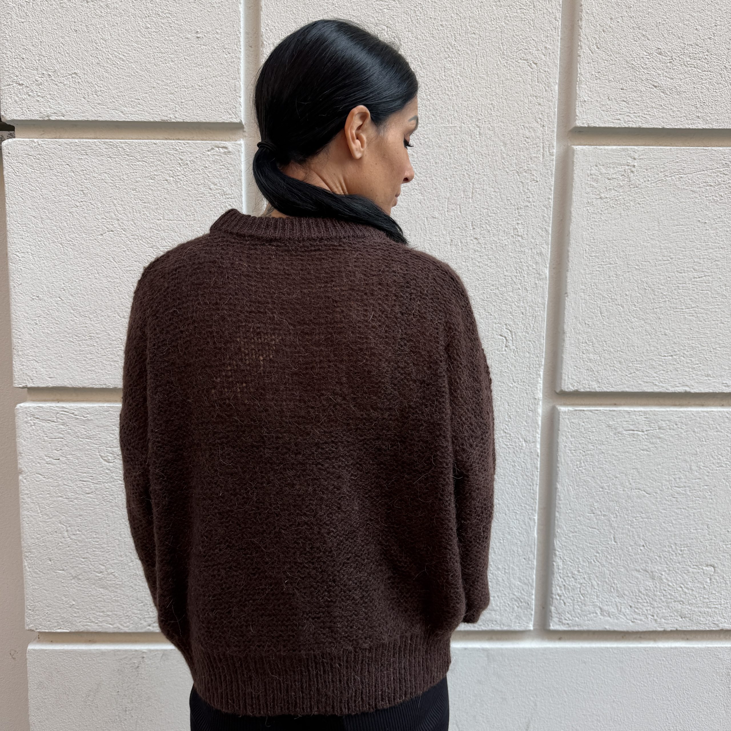 Hinnominate - Maglia girocollo in mohair - HMABW03019 - Caffè - immagine 3