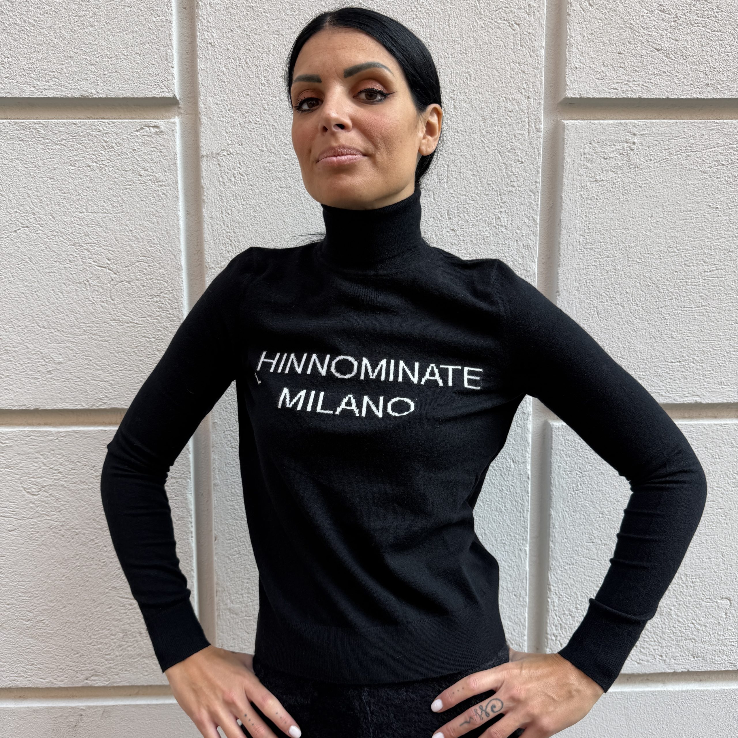 Hinnominate - Maglia dolcevita con intarsio - HMABW03026 - Nero