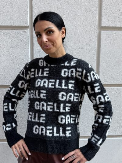 Gaelle Paris - Pullover paricollo con personalizzazione jacquard - GAABW11450 - Nero