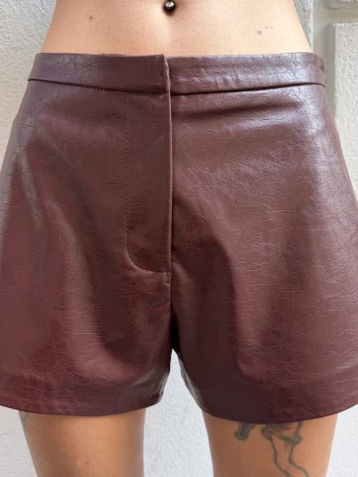 Gaelle Paris - Short dritto in ecopelle - GAABW11150 - Vino