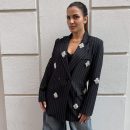 WONDERLAND - Blazer oversize custom con applicazioni gioiello - Nero