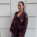 WONDERLAND - Blazer oversize custom croci e applicazioni removibili sulle spalle - Vino