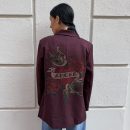 WONDERLAND - Blazer oversize custom tattoo old school strass - Vino