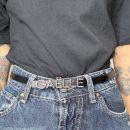 Gaelle Paris - Mini belt pelle liscia con applicazione torchon - GAACW03359 - Nero/argento