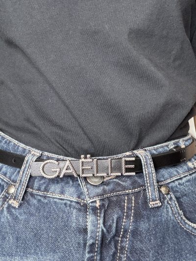 Gaelle Paris - Mini belt pelle liscia con applicazione torchon - GAACW03359 - Nero/argento