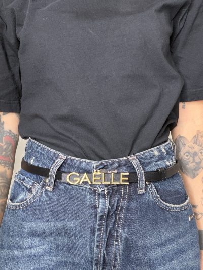 Gaelle Paris - Mini belt pelle liscia con applicazione torchon - GAACW03359 - Nero/oro
